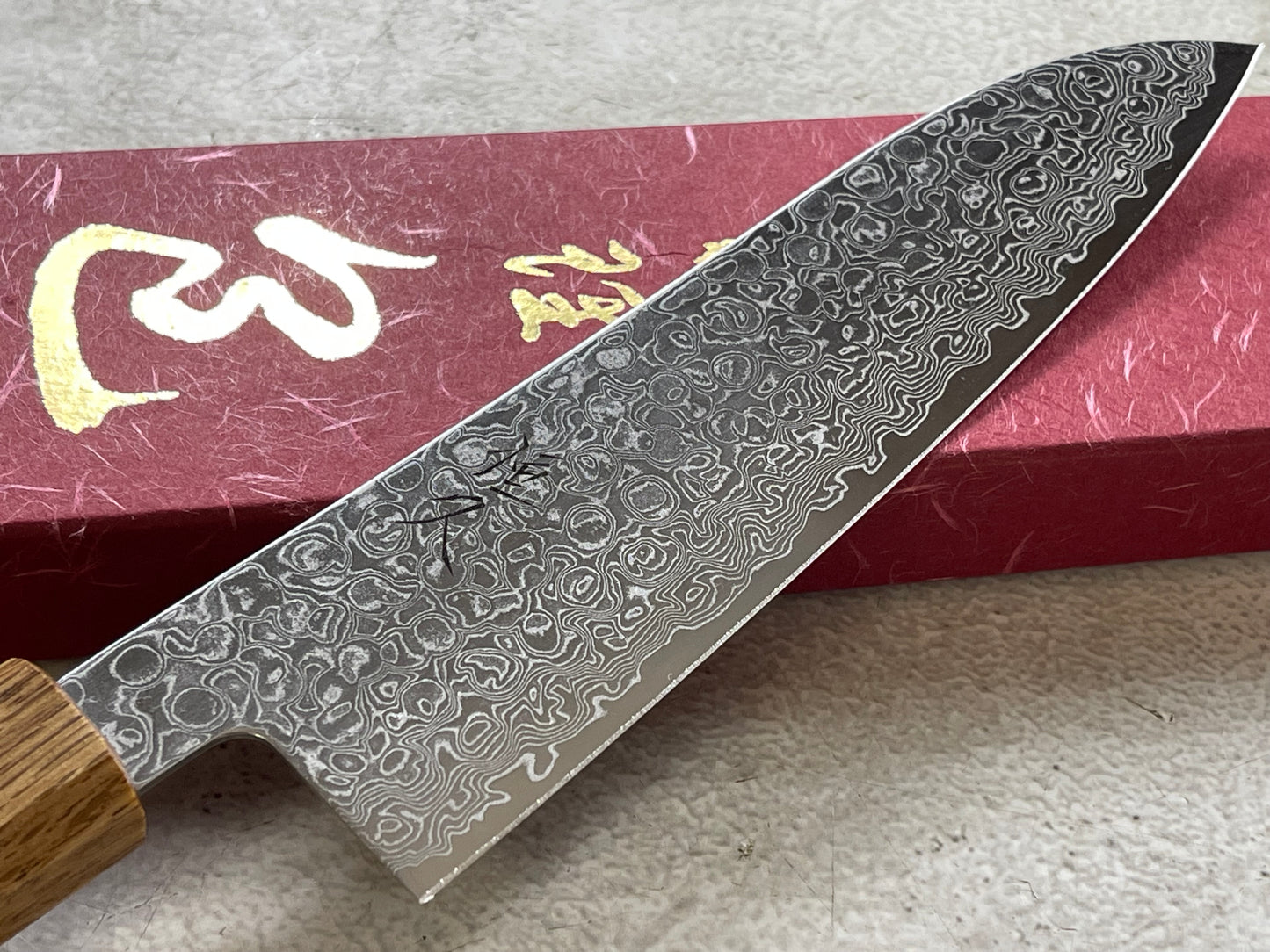 Tsunehisa ZA18 Damascus Santoku 180mm Oak Handle Made in Japan 🇯🇵