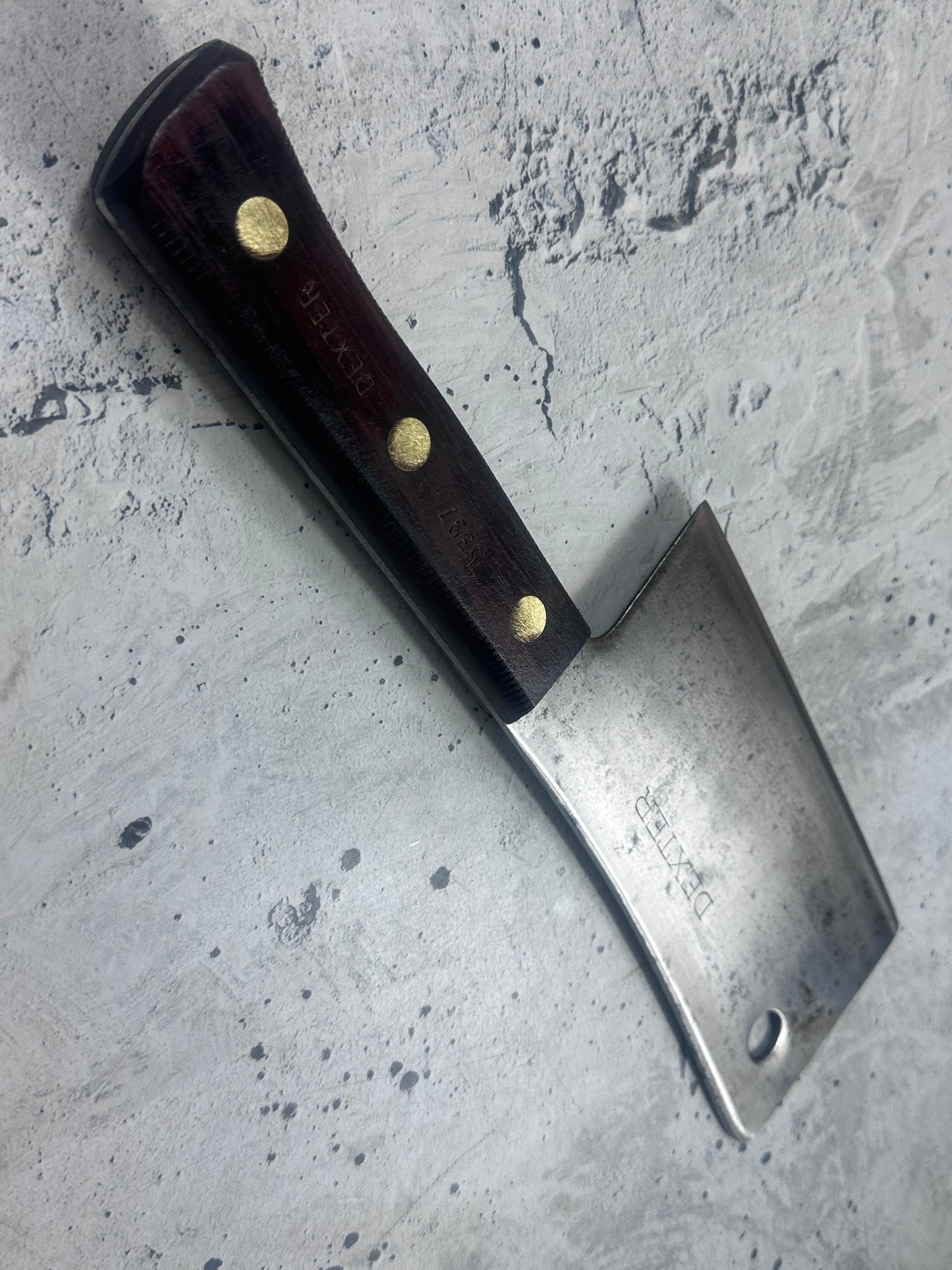 Vintage Dexter Butcher Cleaver Knife 180mm High Carbon Steel Made in USA 2106