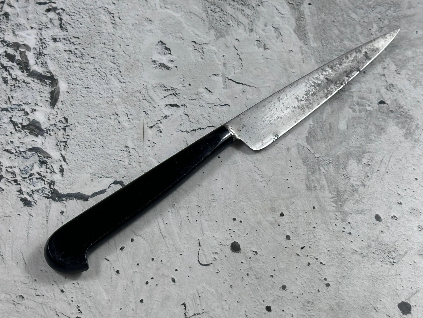 Vintage French Nogent Style Paring Knife 110mm Inox Steel POM Handle 2197