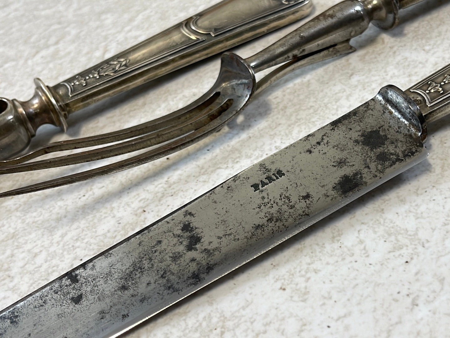 Vintage Salad and Carving Knife Set Made in France 🇫🇷 Carbon Steel 1412
