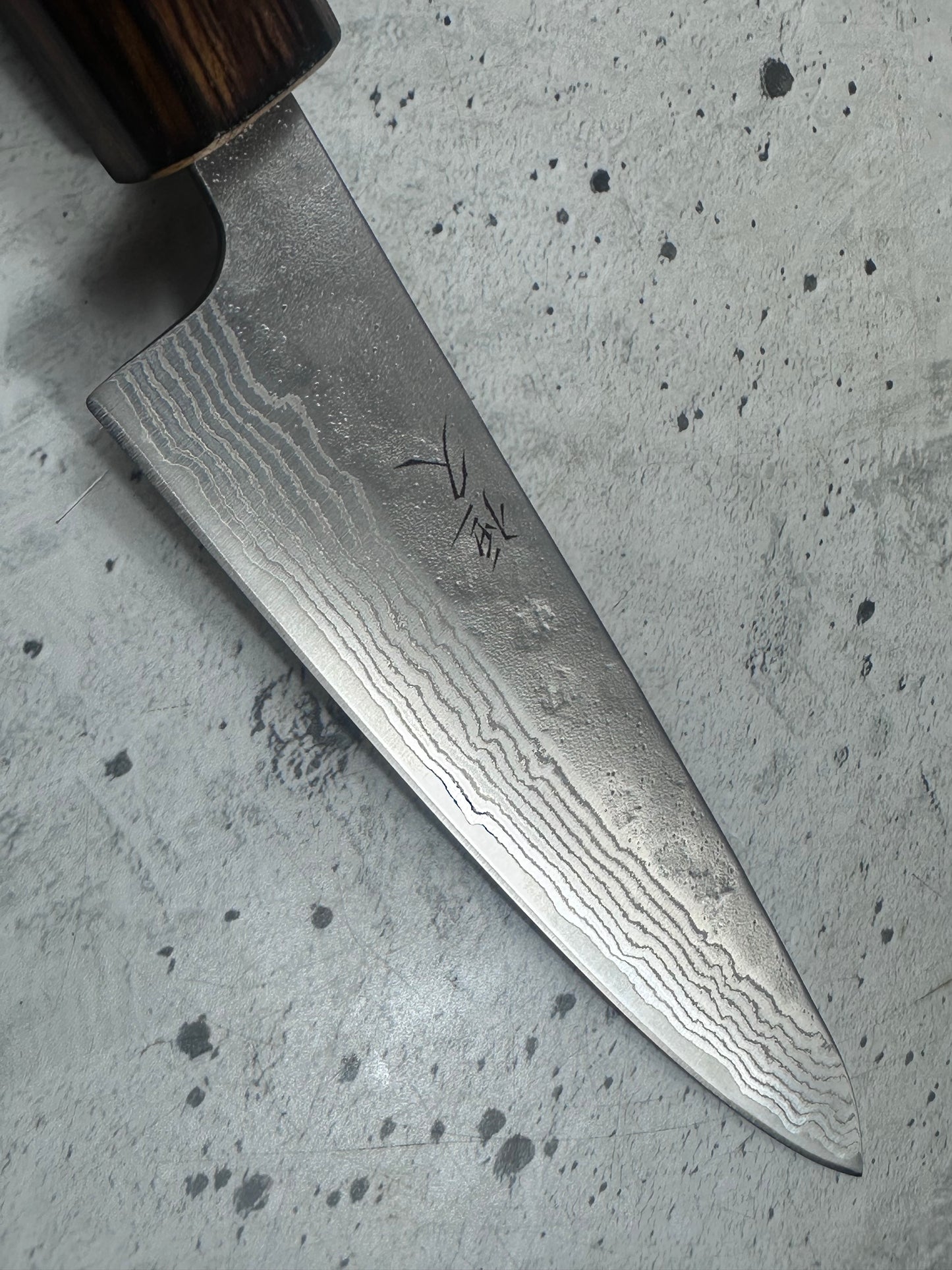 Tsunehisa 440c Damascus Nashiji Petty 150mm Oak Handle Made in Japan