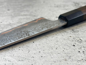 Damascus CuMai Honesuki Knife 165mm, Vietnamese Rosewood Burl  Handle