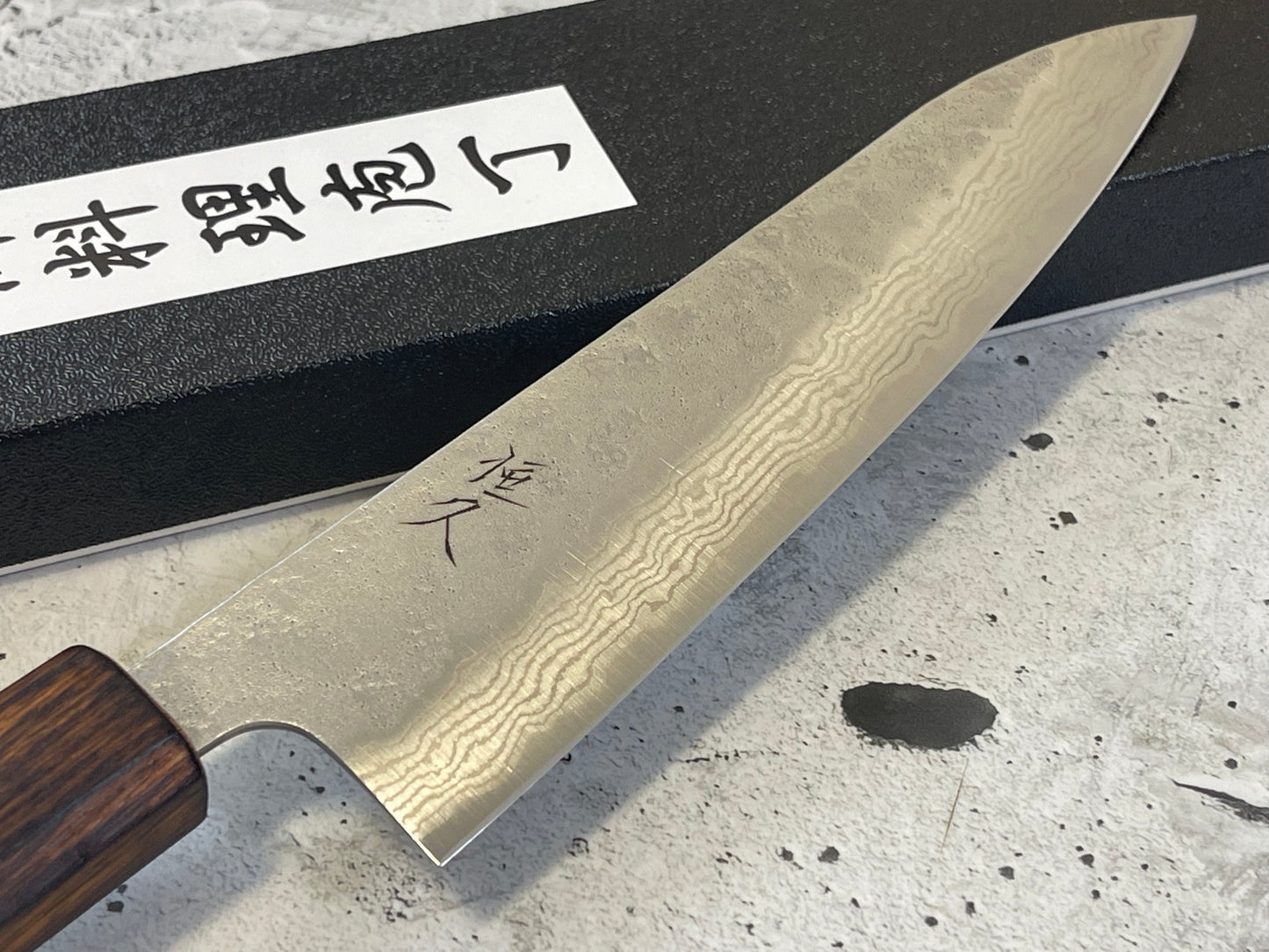 Tsunehisa 440c Damascus Nashiji Gyuto 180mm Oak Handle Made in Japan 🇯🇵