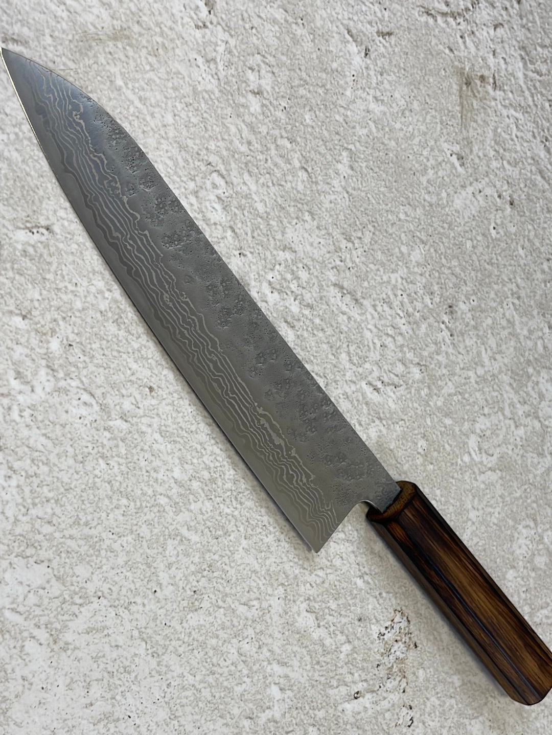Tsunehisa 440c Damascus Nashiji Gyuto 210mm Oak Handle Made in Japan 🇯🇵