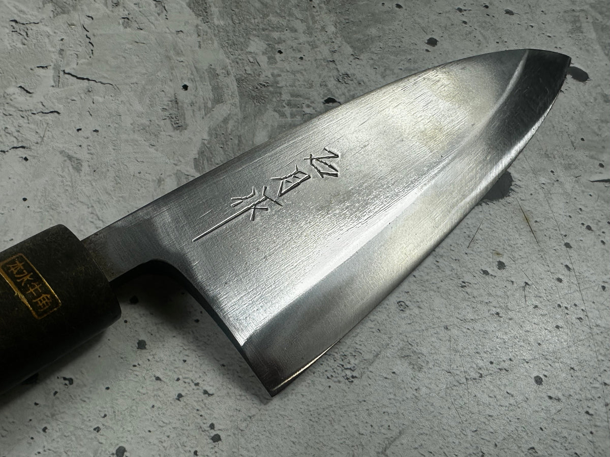 Vintage Kumpei Deba Knife 150mm Carbon Steel Wood Handle Buffalo Horn 2227