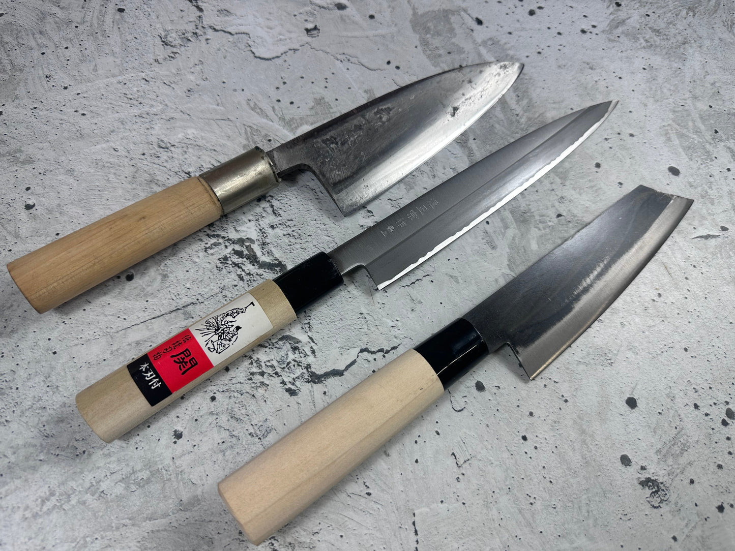 Vintage Japanese Knife Set 3x Carbon Steel Japan 2007