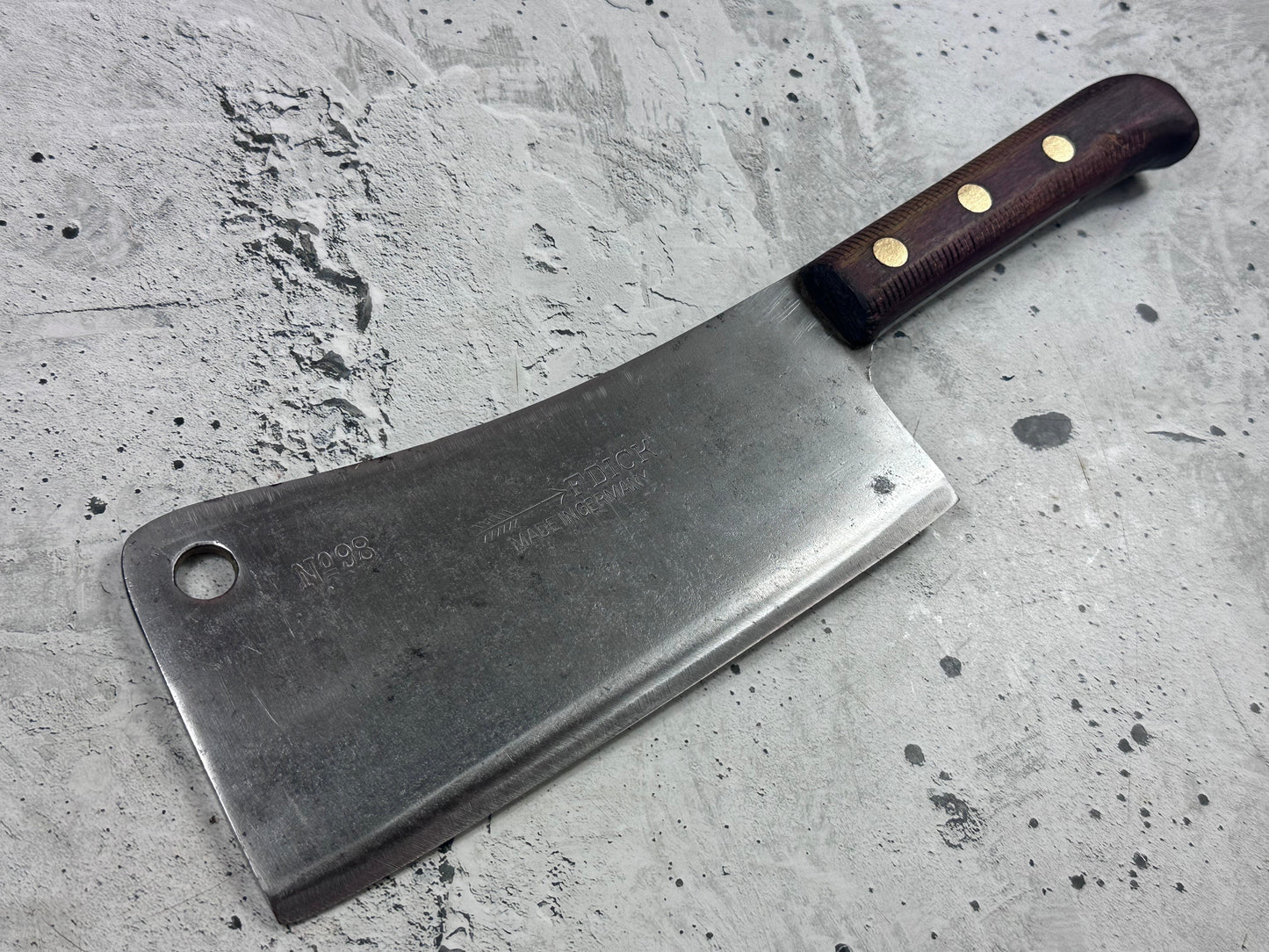 Vintage F. Dick Cleaver Knife N98 205mm Carbon Steel Made in Germany 2122