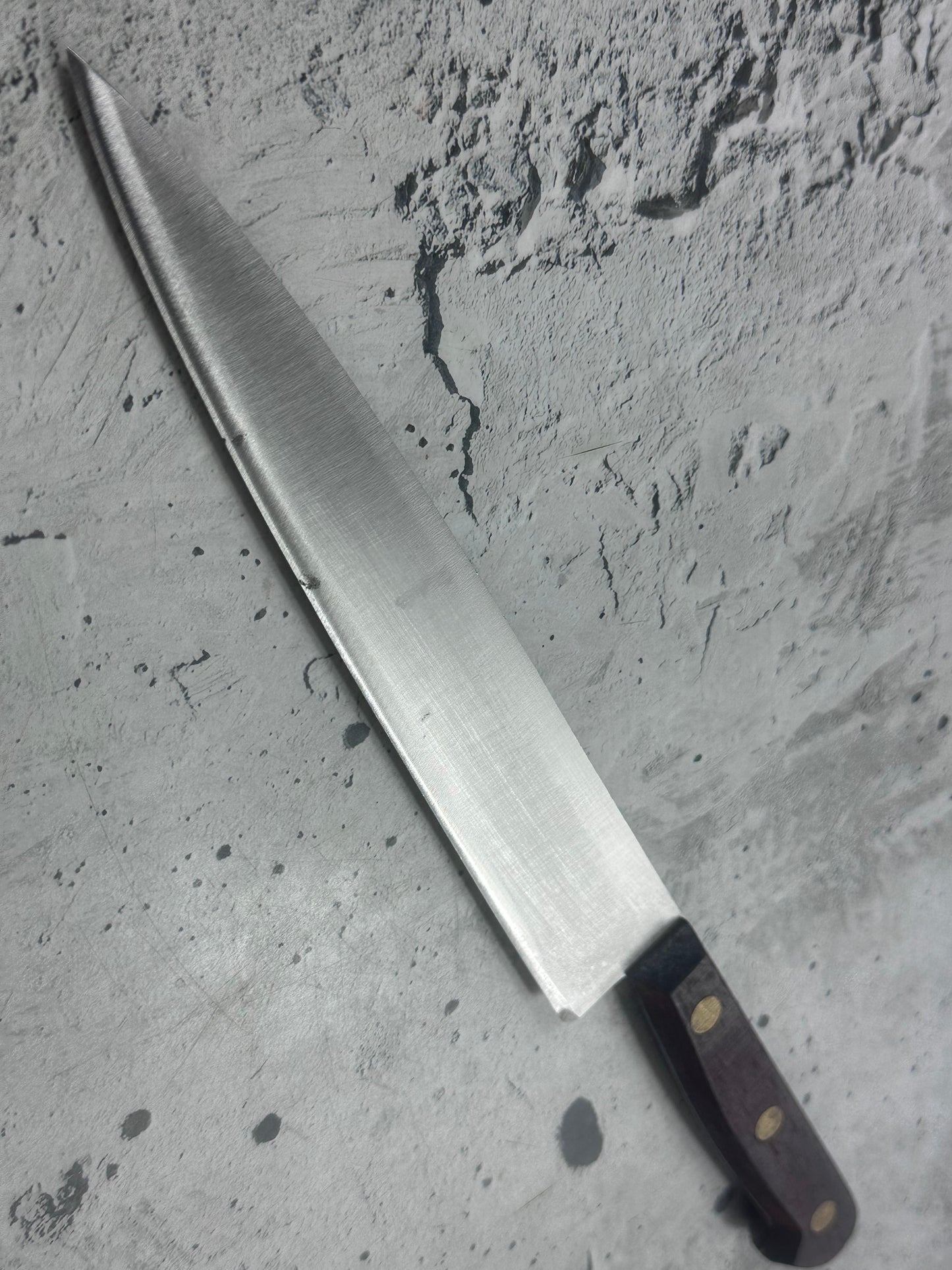 Vintage French Slicing Knife 200mm Inox Steel Wood Handle 2193