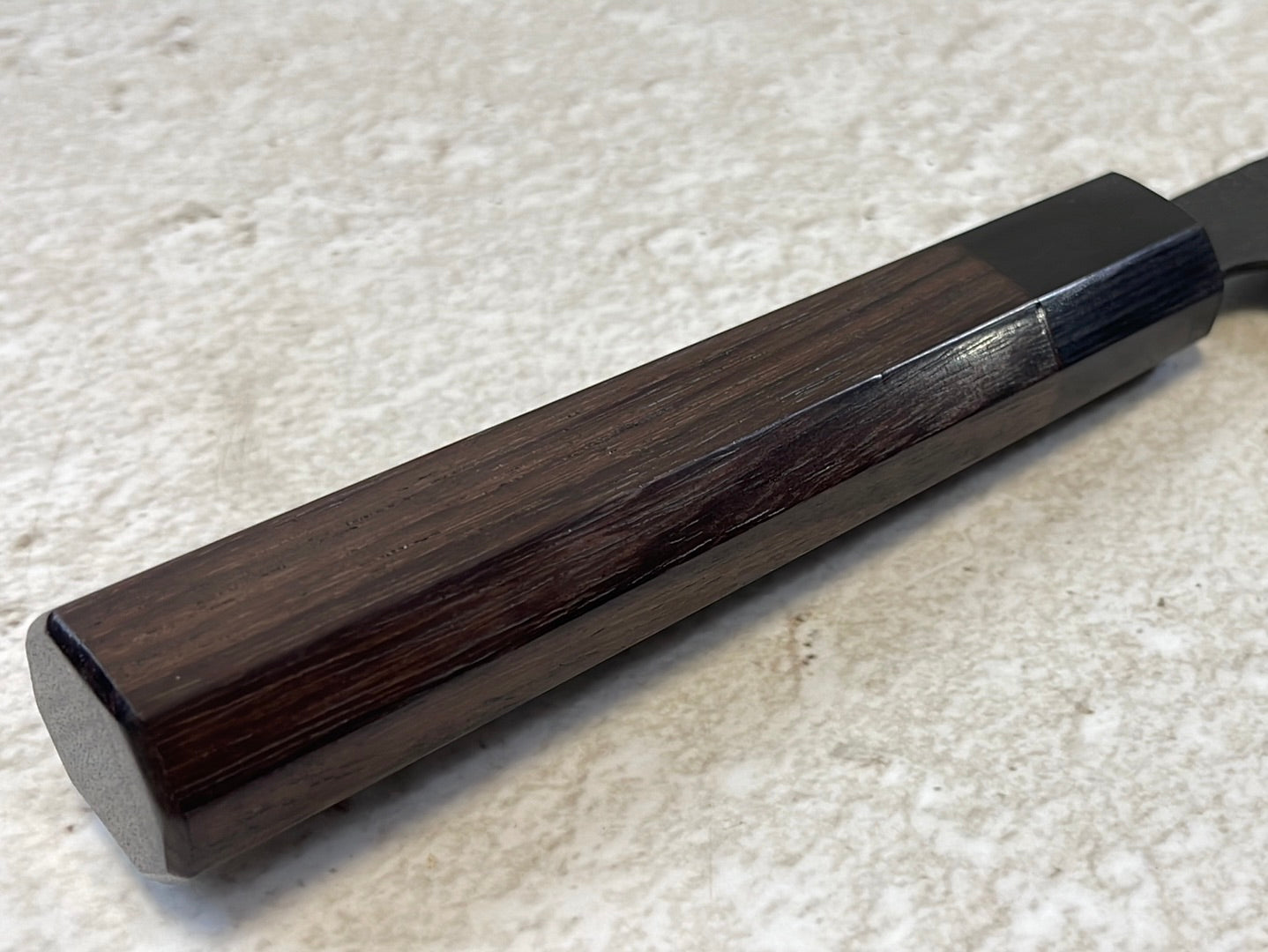 Yoshimune Nakiri Black Stainless 165mm Aogami Super Hammered Finish Double-Bevel Walnut Octagonal Handle