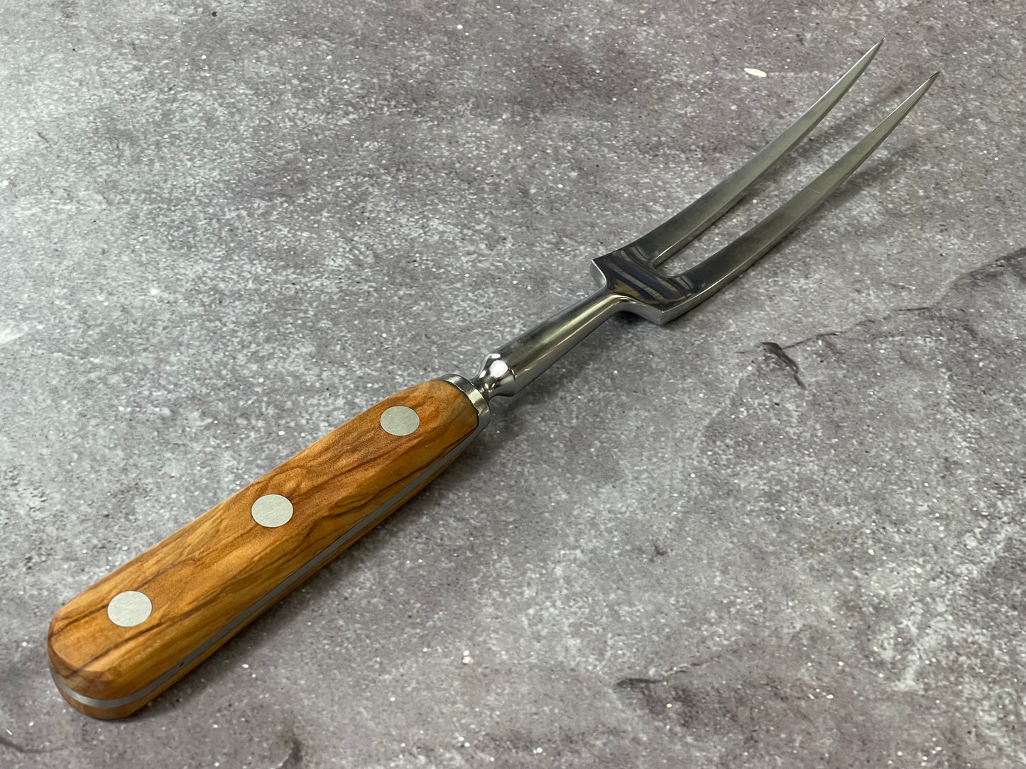 K Sabatier Curbed Fork 150mm - HIGH CARBON STEEL - OLIVE WOOD HANDLE