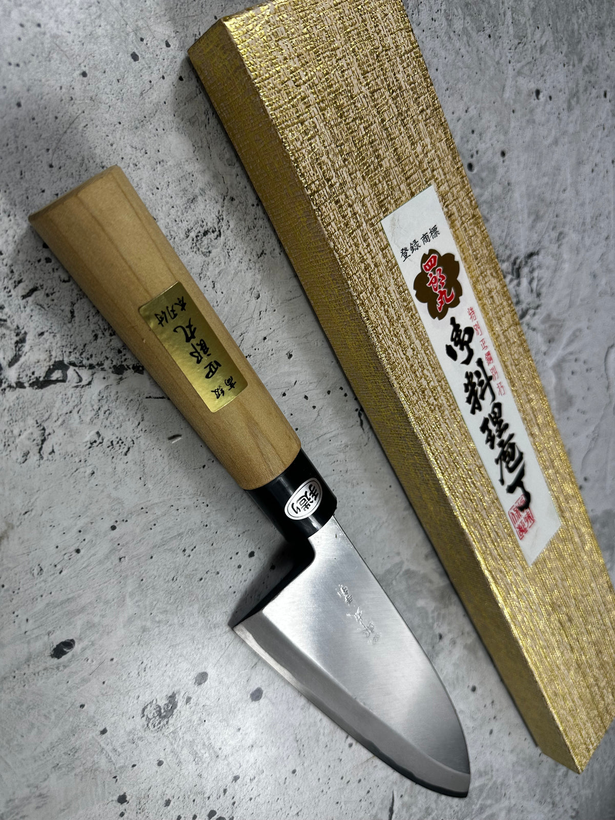 Vintage Shiromaru Deba Knife 195mm Yasugi Carbon Steel Magnolia Handle 2284