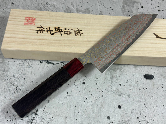 Takeshi Saji VG10-W Nashiji Rainbow Damascus Bunka 165mm