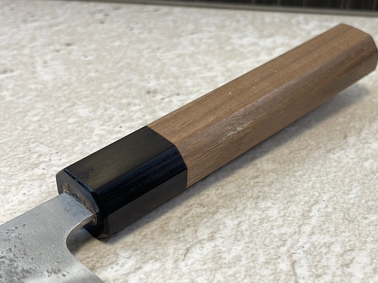 Yoshimune Gyuto 210 mm (8.3 in) Ginsan (Silver #3) Nashiji finish Double-Bevel Walnut Octagonal Handle