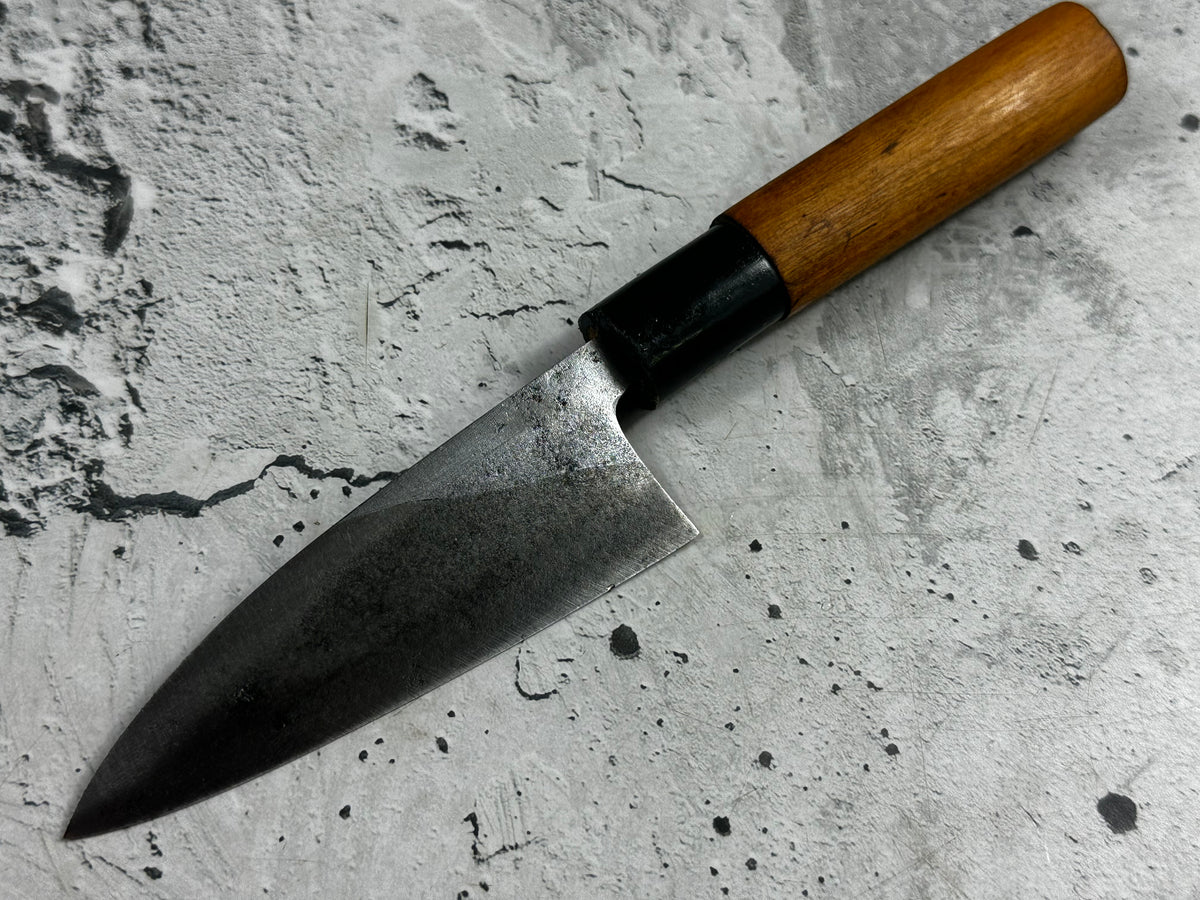 Vintage Sakai Tokusei Deba Knife 120mm Carbon Steel Magnolia Wood Handle  2256