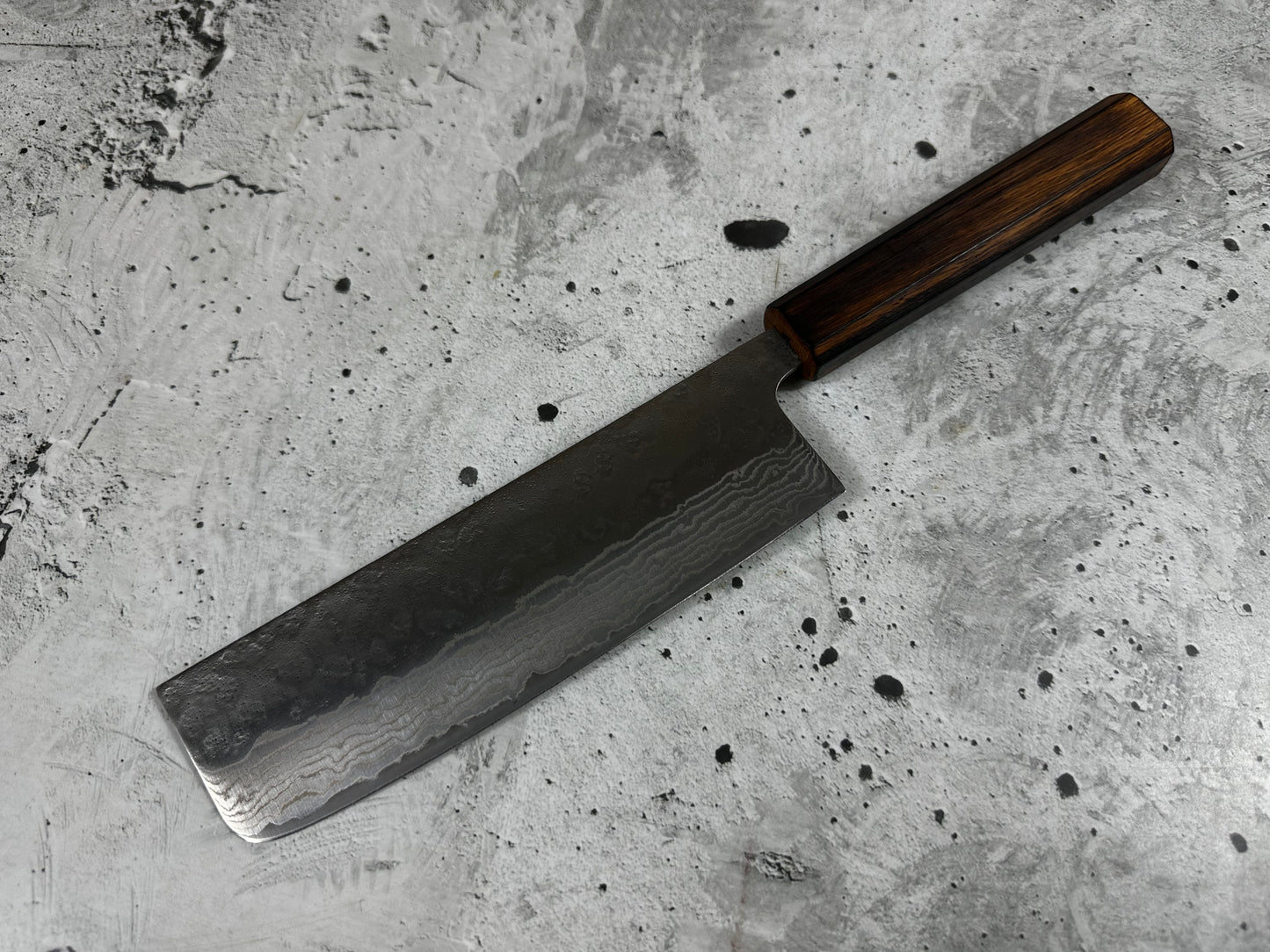 Tsunehisa 440c Damascus Nashiji Nakiri 170mm Oak Handle Made in Japan 🇯🇵