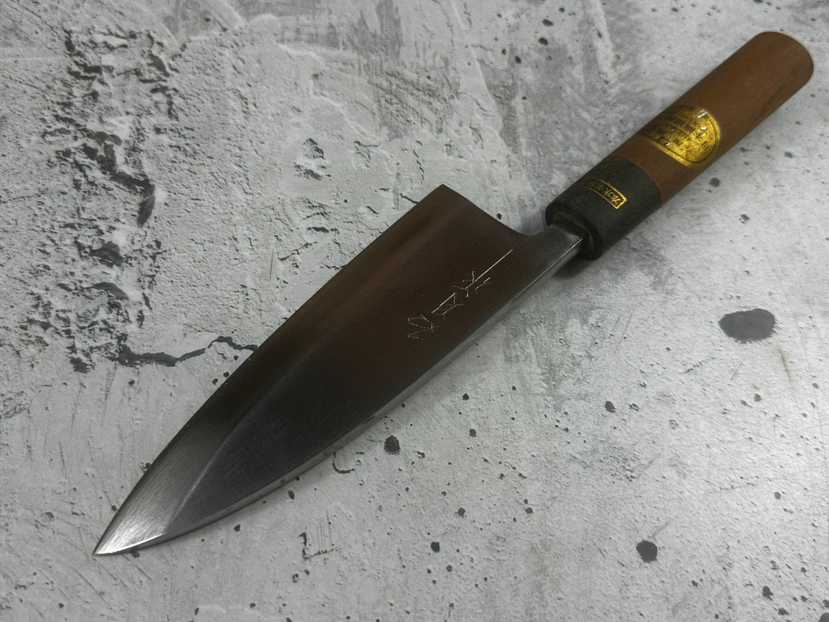 Vintage Kumpei Deba Knife 150mm Carbon Steel Wood Handle Buffalo Horn 2227