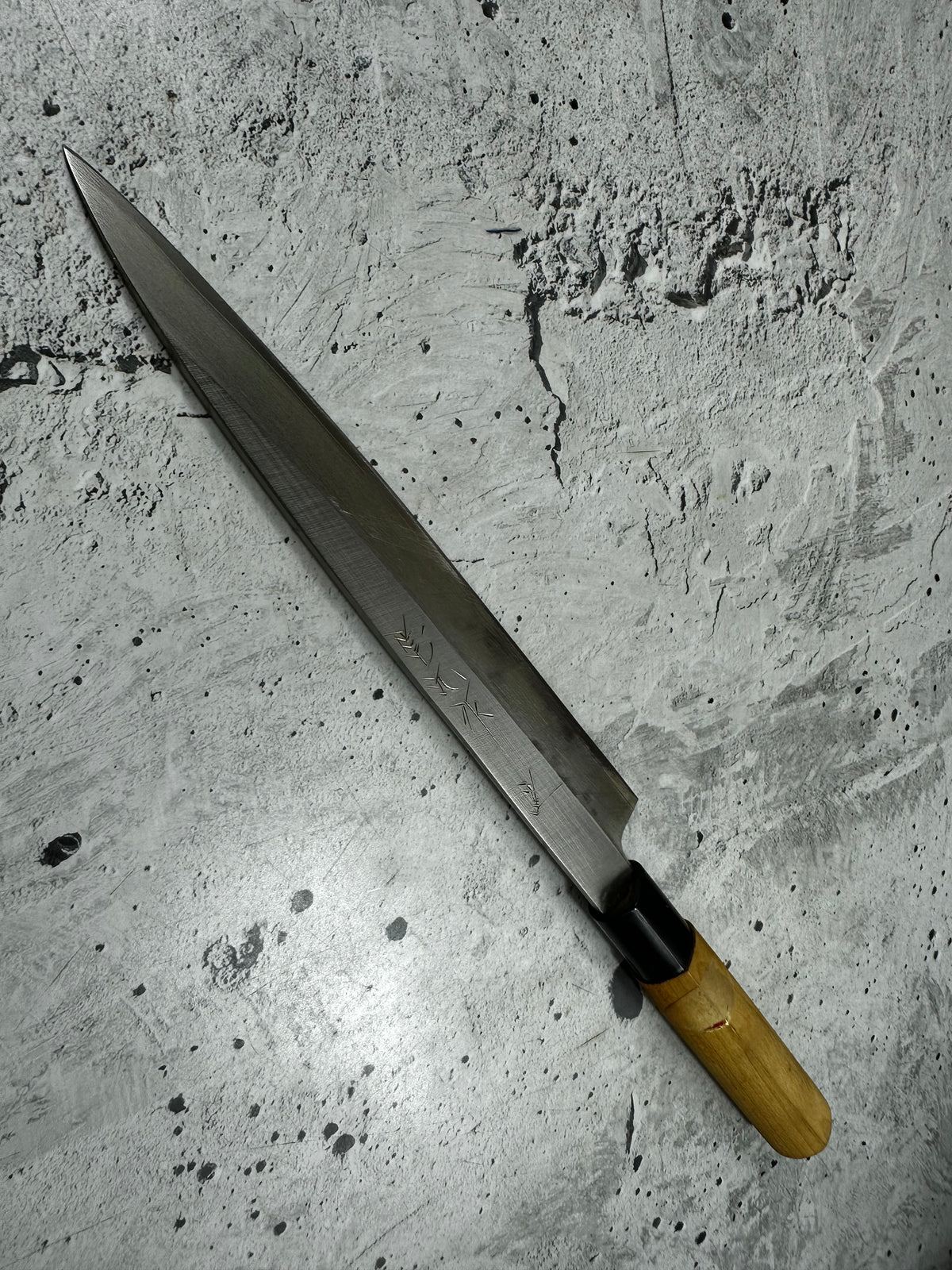 Vintage Tsunemaru Saku Yanagiba Knife 200mm Carbon Steel Magnolia Handle 2264