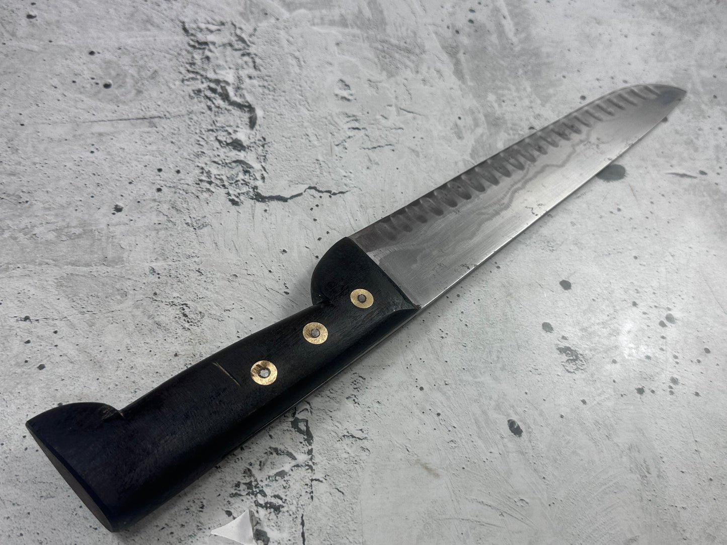 Vintage French Scalloped Chef Knife 250mm Stainless Steel 2171