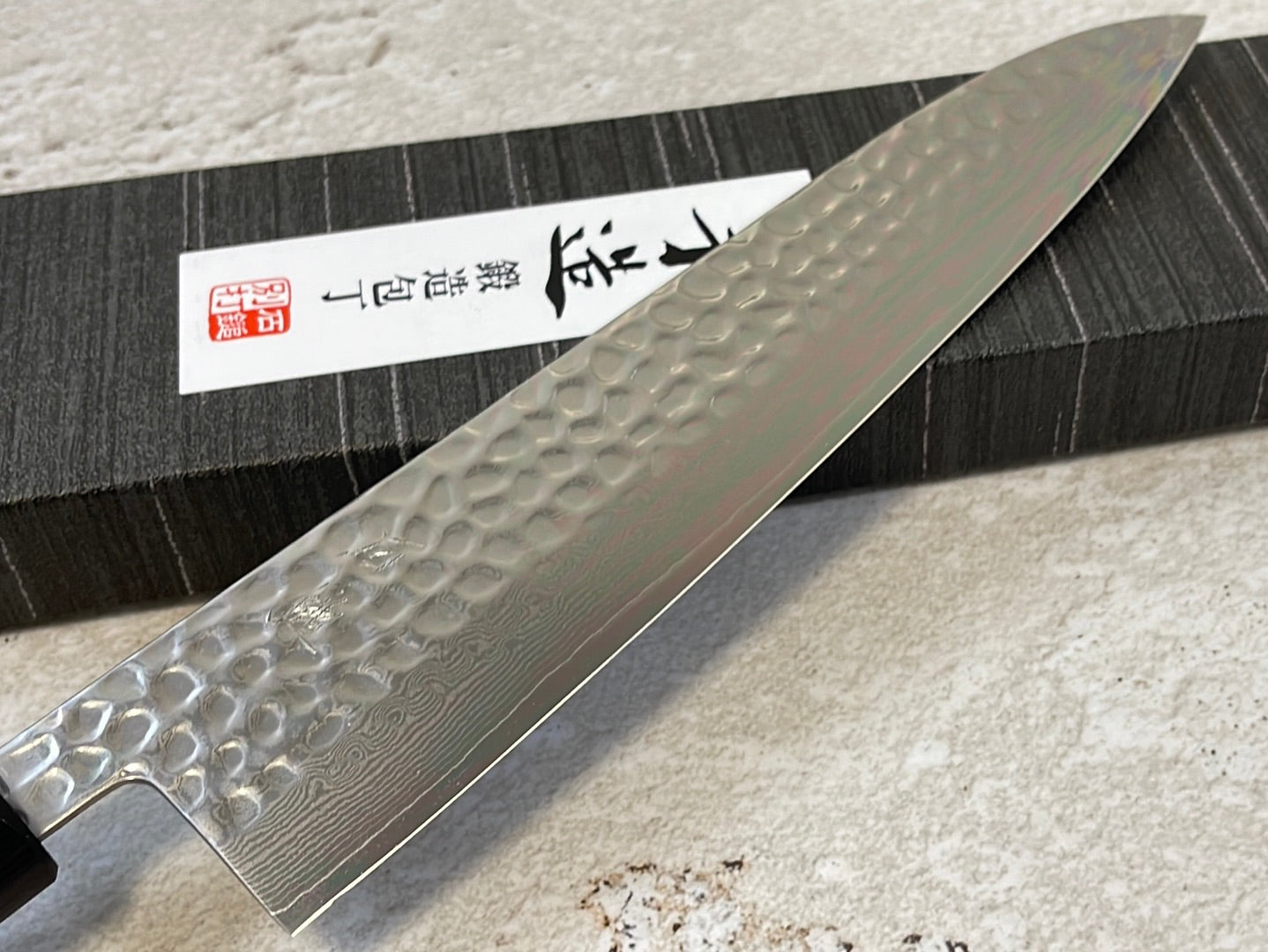 Yoshimune Gyuto 210mm VG10 Damascus Steel Double-Bevel Rose Wood Octagonal Handle