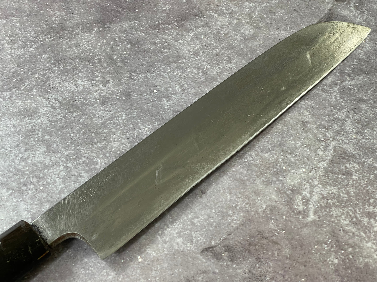 Vintage Santoku  Knife 220mm Carbon Steel Blade Made Japan  1677