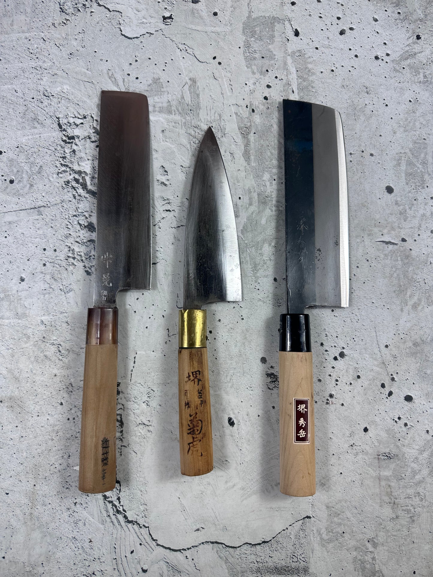Vintage Japanese Knife Set 3x Carbon Steel Japan 2009