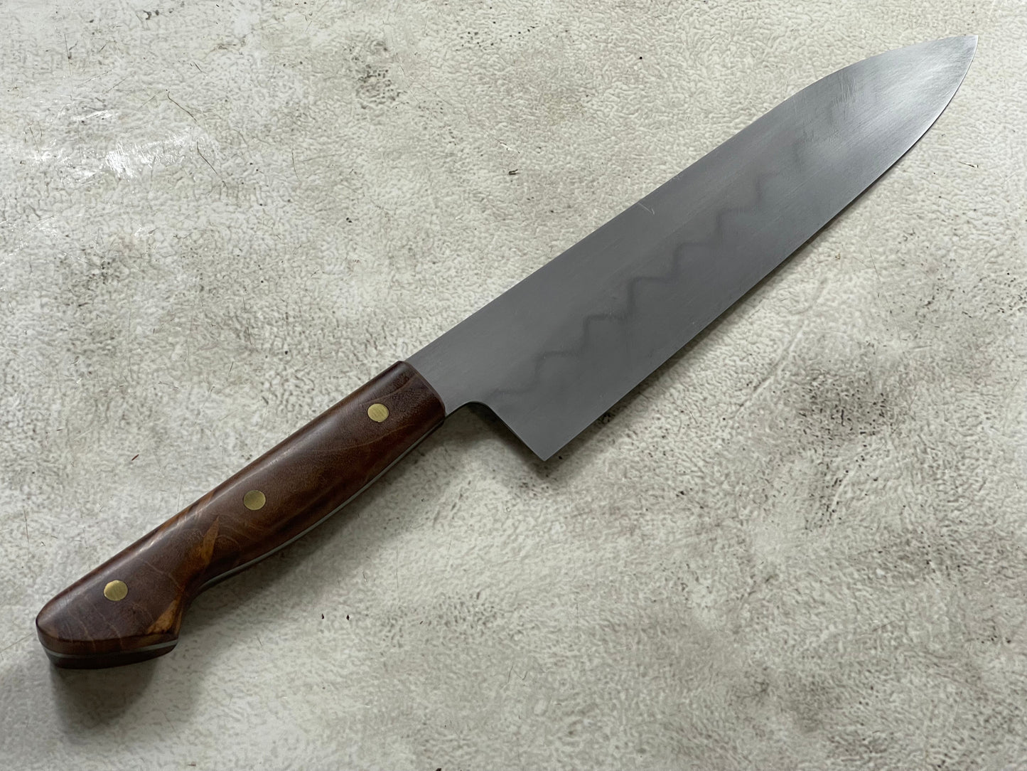 Kanefusa Full Tang Gyuto 230mm Teakwood Burl Set Brass Pins & Sheath