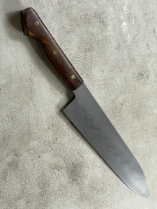 Kanefusa Full Tang Gyuto 230mm Teakwood Burl Set Brass Pins & Sheath