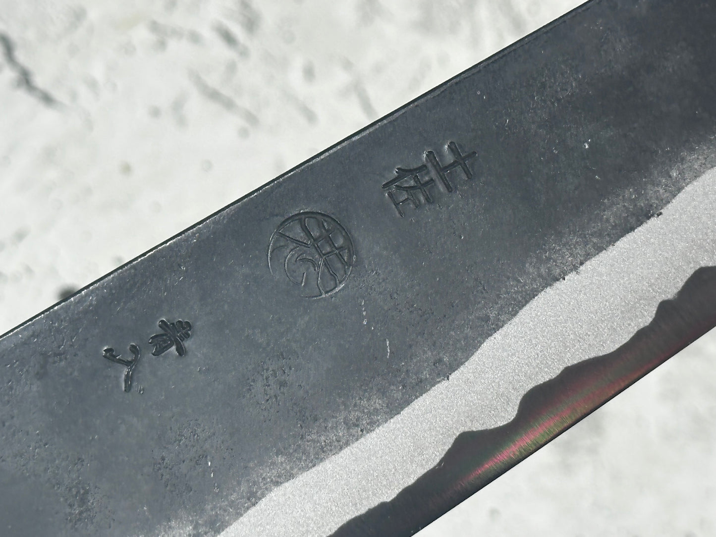 Kyohei Shindo Warikomi Blue #2 Kurouchi 165mm Santoku with Keyaki Wa Handle and Plastic Ferrule - Made in Japan 🇯🇵