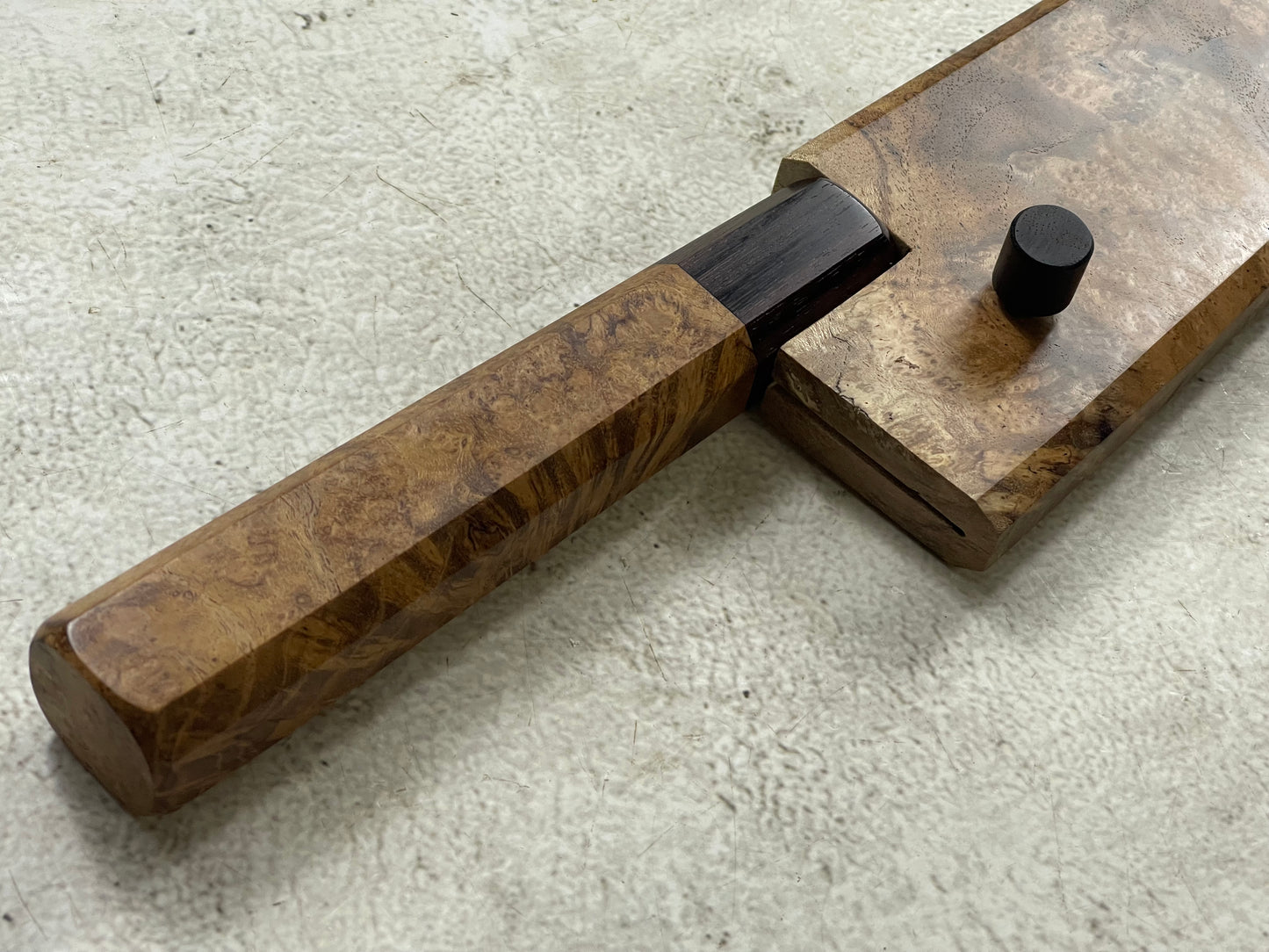 Kanefusa Gyuto 230mm Teakwood Burl & Rosewood Handle & Sheath
