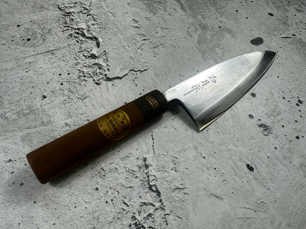 Vintage Kumpei Deba Knife 150mm Carbon Steel Wood Handle Buffalo Horn 2227
