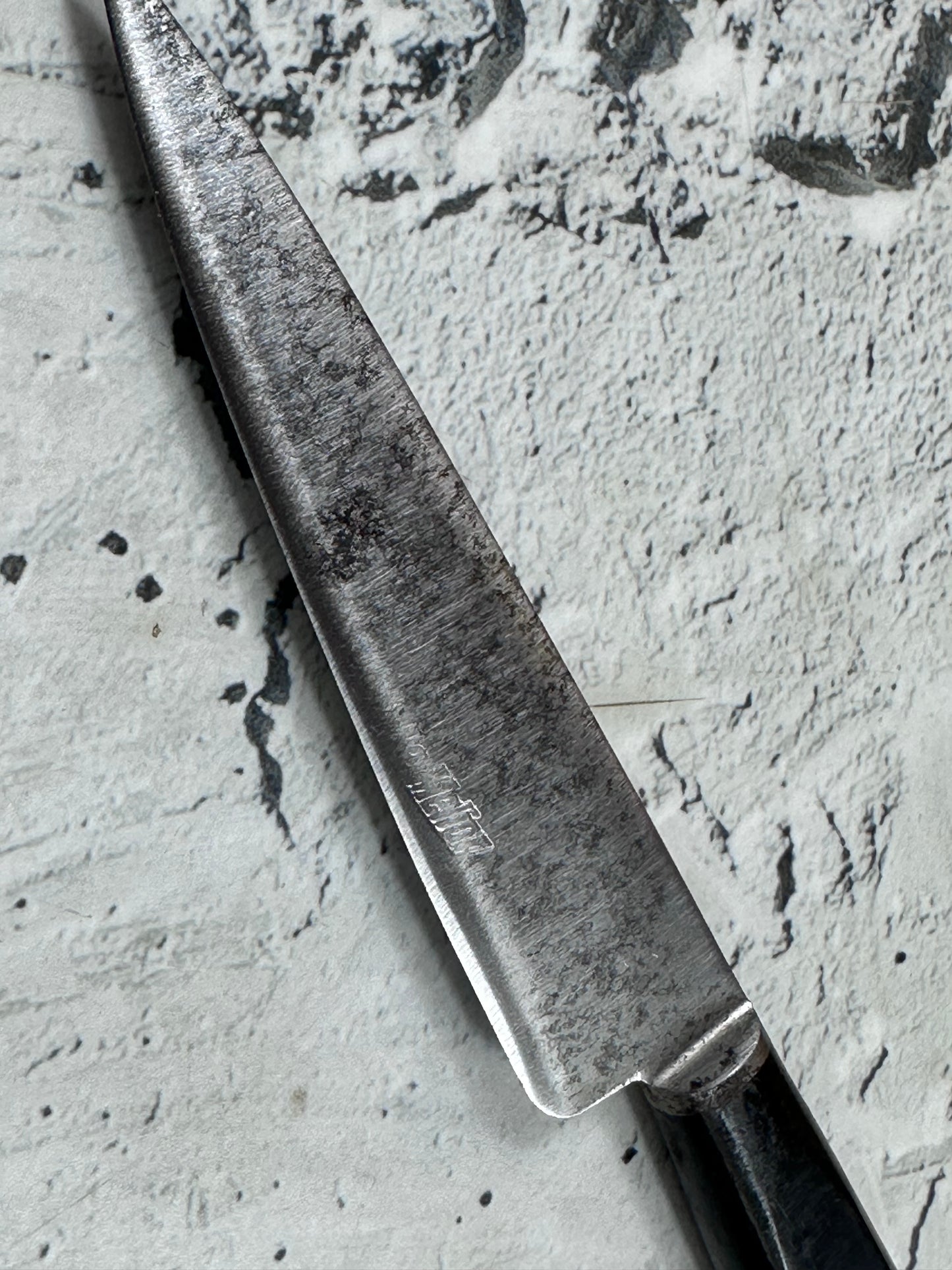 Vintage French Nogent Style Paring Knife 80mm Inox Steel POM Handle 2209