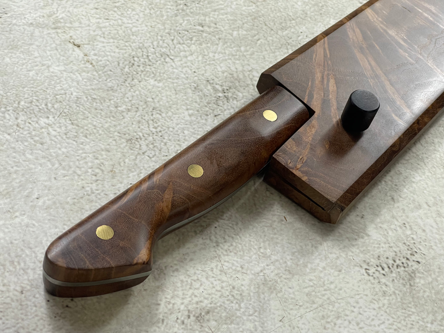 Kanefusa Full Tang Gyuto 230mm Teakwood Burl Set Brass Pins & Sheath