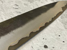 Load image into Gallery viewer, SanMai Stainless &amp; Copper Gyuto Knife 200mm Kurouchi Etched, Vietnamese Ebony Handle