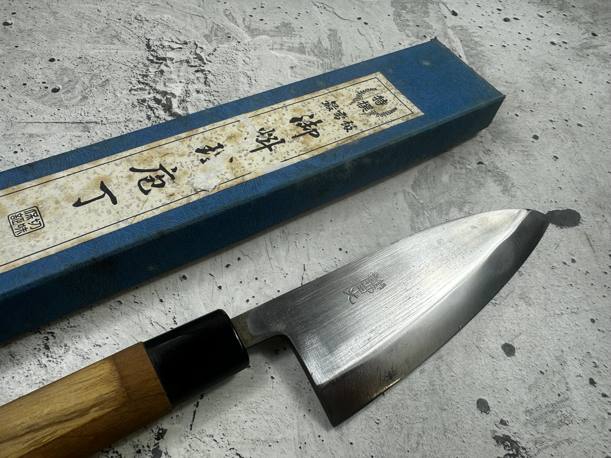 Vintage Kajigen Carbon Steel Deba Knife 150mm 2349
