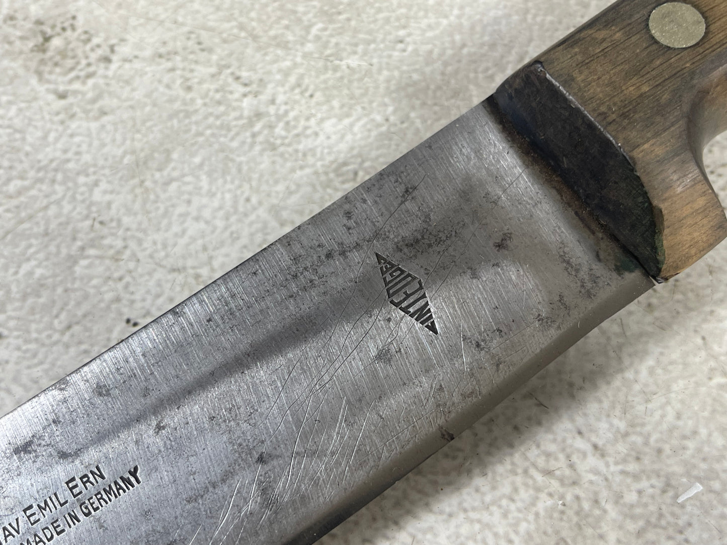 Vintage Gustav Emil Ern Butcher Machete Knife 315mm Made in Germany 🇩🇪 Cabon steel 1981