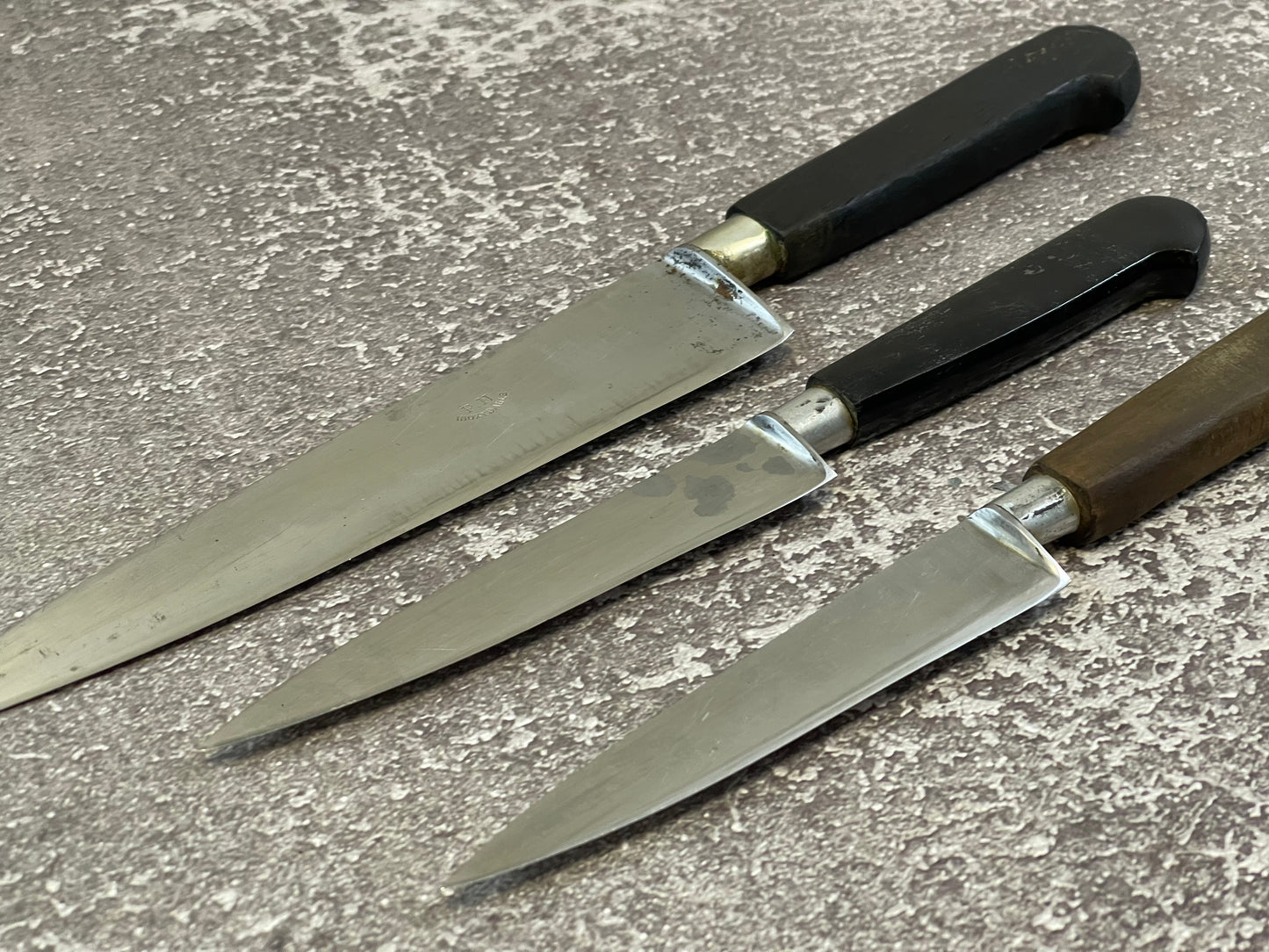 Vintage French Nogent Knives Set of 3x Inox Steel Made in France 🇫🇷 1470