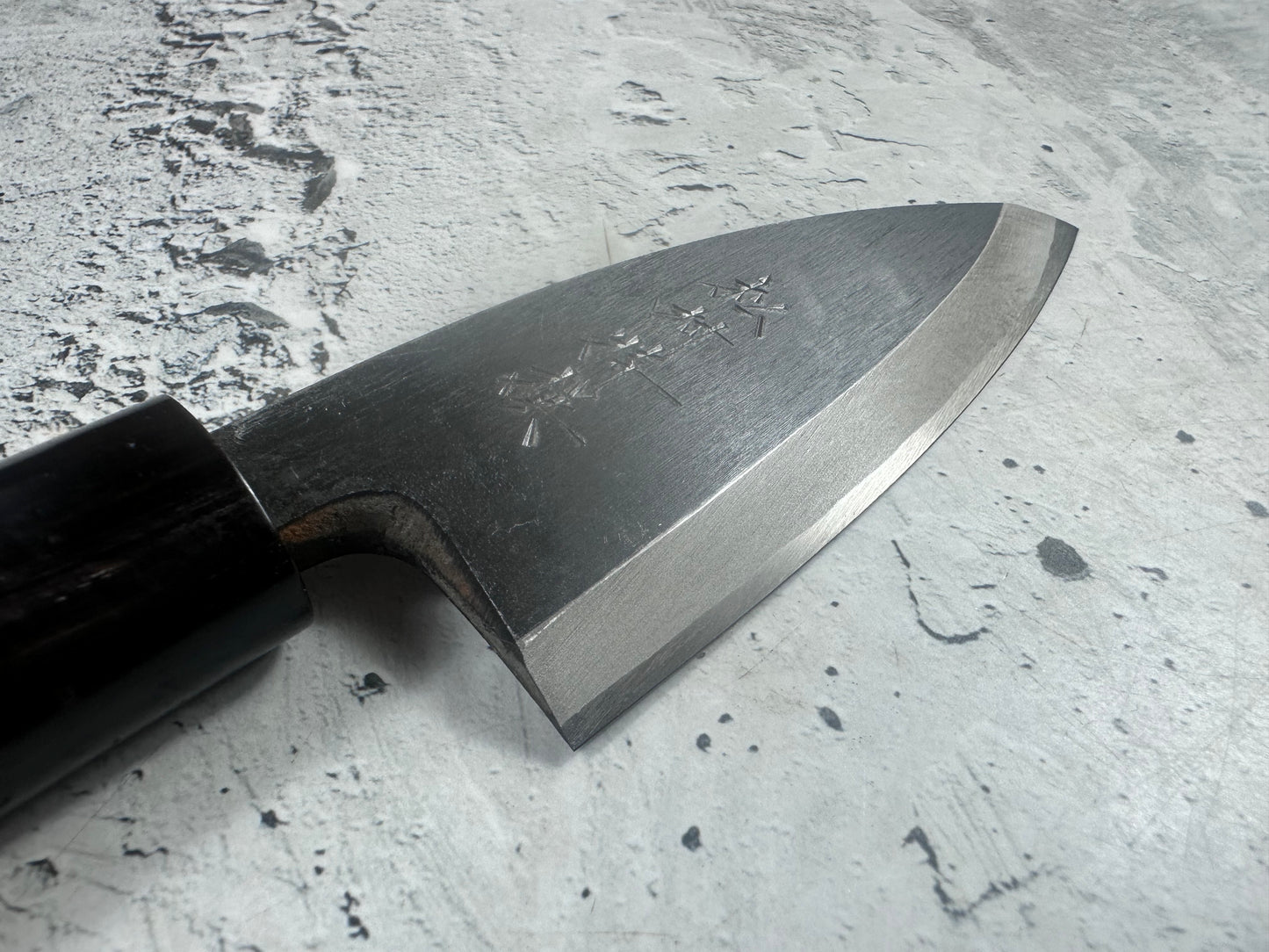 Vintage Matsumura Kurouchi Deba Knife 110mm Carbon Steel Wood Handle 2232