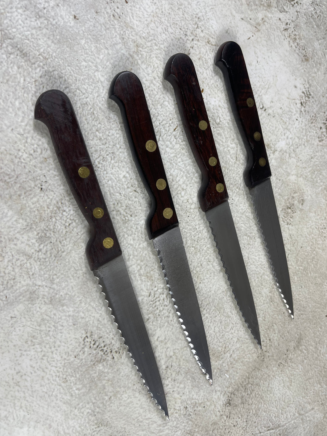 Vintage French Serrated Paring Knife Set 4x Made in France 🇫🇷 1987