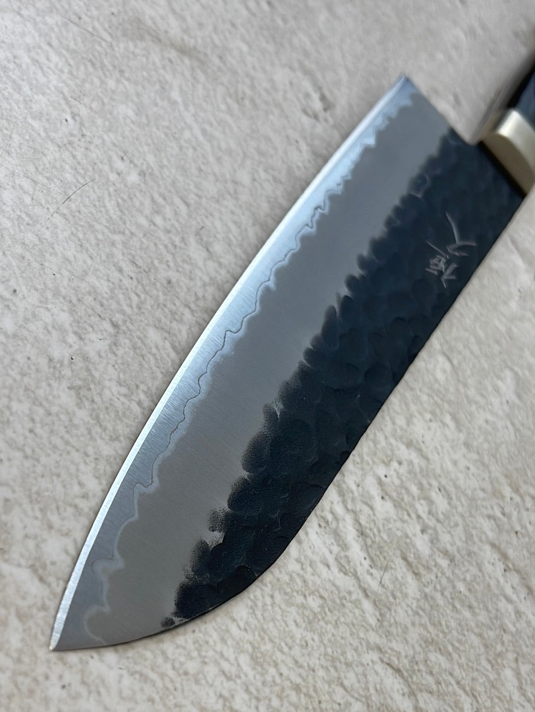 Tsunehisa Aogami Super Kuro Tsutime Santoku Knife 180mm - Made in Japan 🇯🇵 Brown Pakka Wood Handle