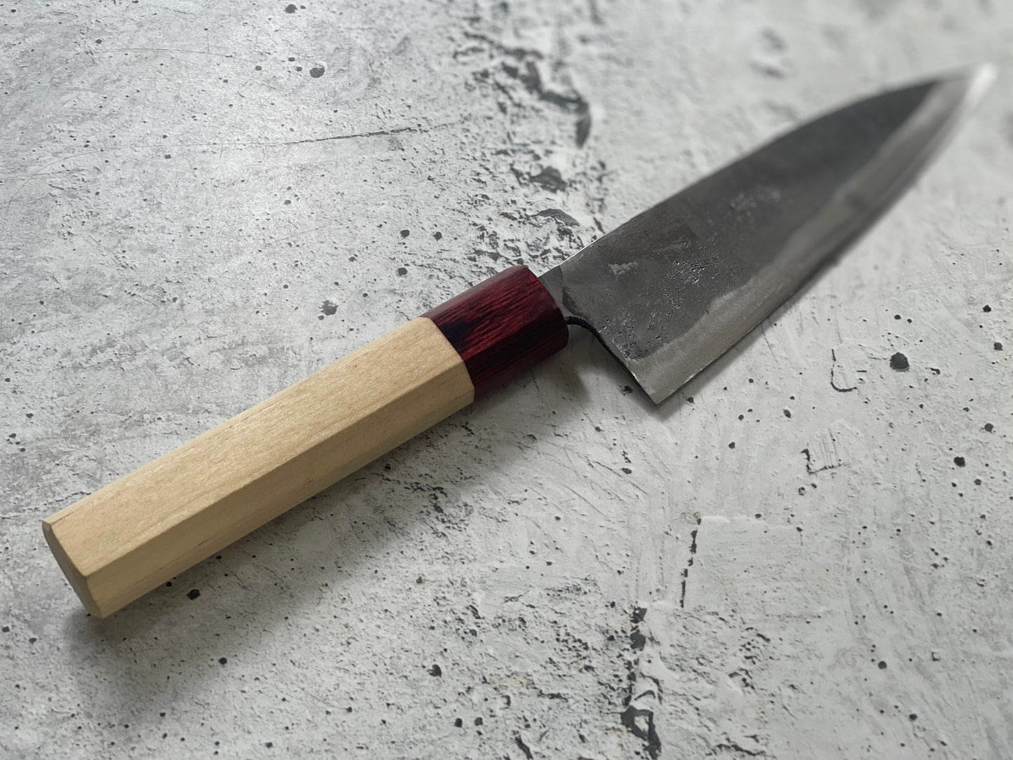 Japanese Knife Set 3x Carbon Steel Magnolia and Red Pakka Octagon Handle Made In Japan 1539