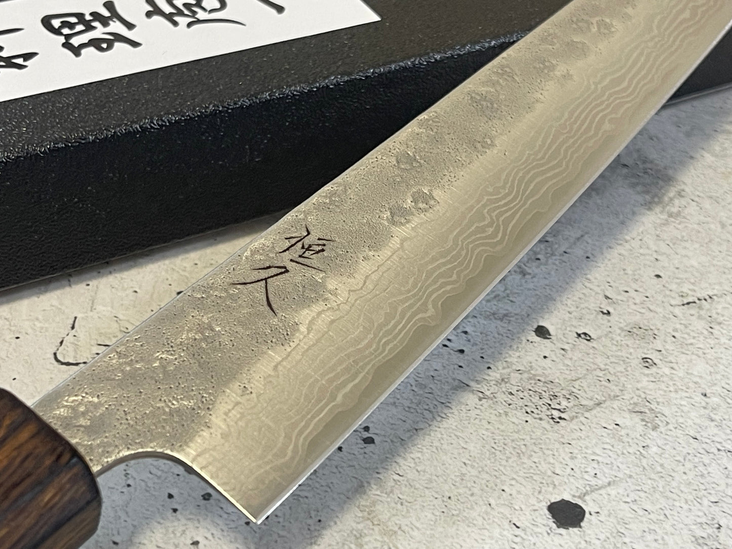 Tsunehisa 440c Damascus Nashiji  Sujihiki 240mm Oak Wood Handle - Made in Japan 🇯🇵