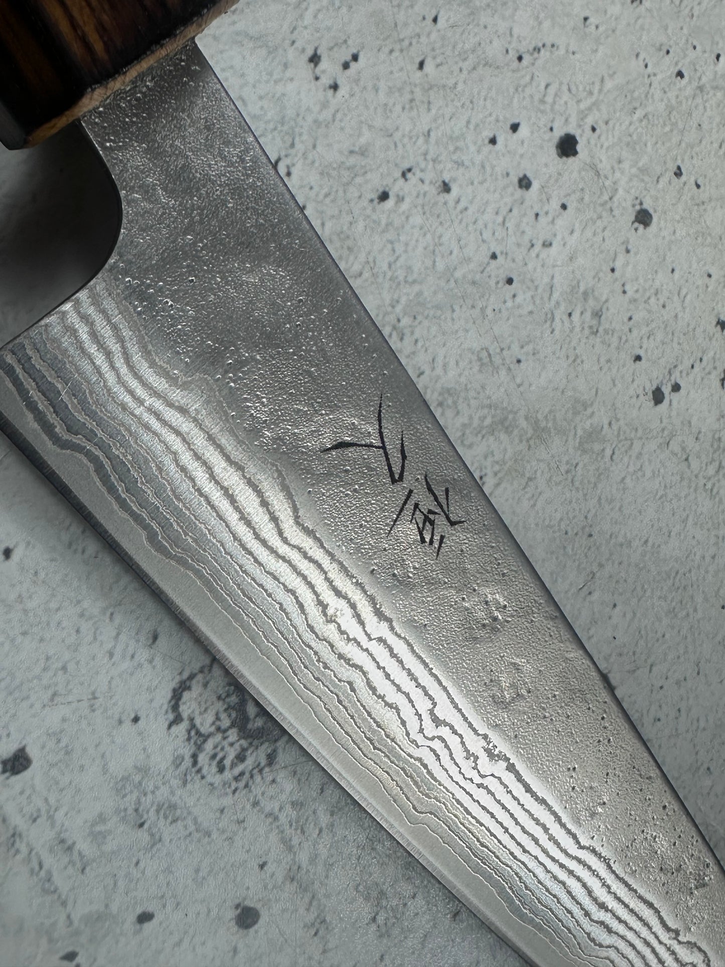 Tsunehisa 440c Damascus Nashiji Petty 150mm Oak Handle Made in Japan