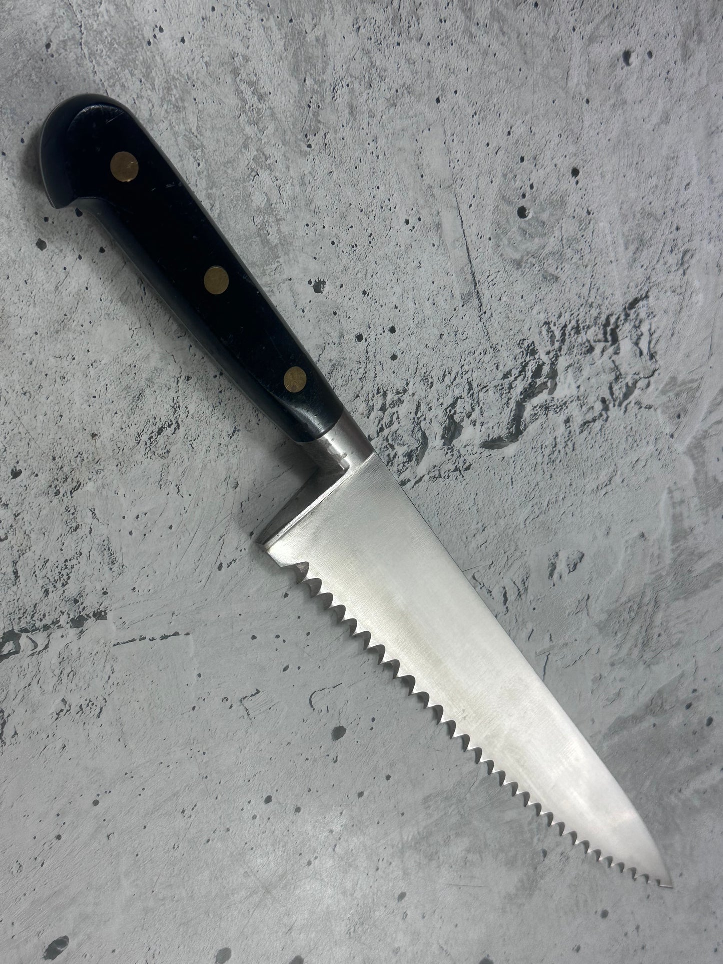 Vintage French Serrated Frozen Food Knife 250mm Inox Steel POM Handle 2194