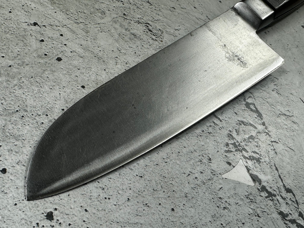 Vintage Seki Magoroku Santoku Knife 200mm Carbon Steel Wood Handle 2277