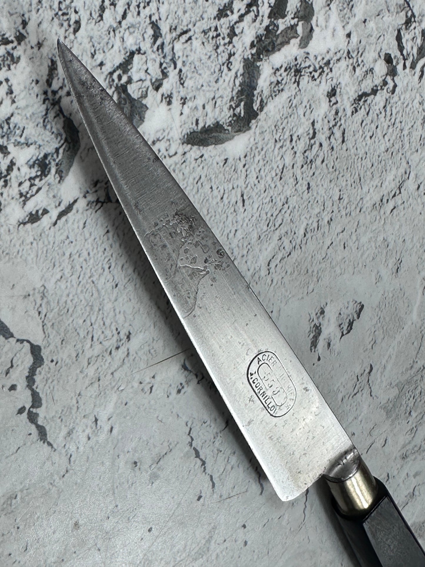 Vintage French Nogent Style Paring Knife 110mm Inox Steel POM Handle 2195