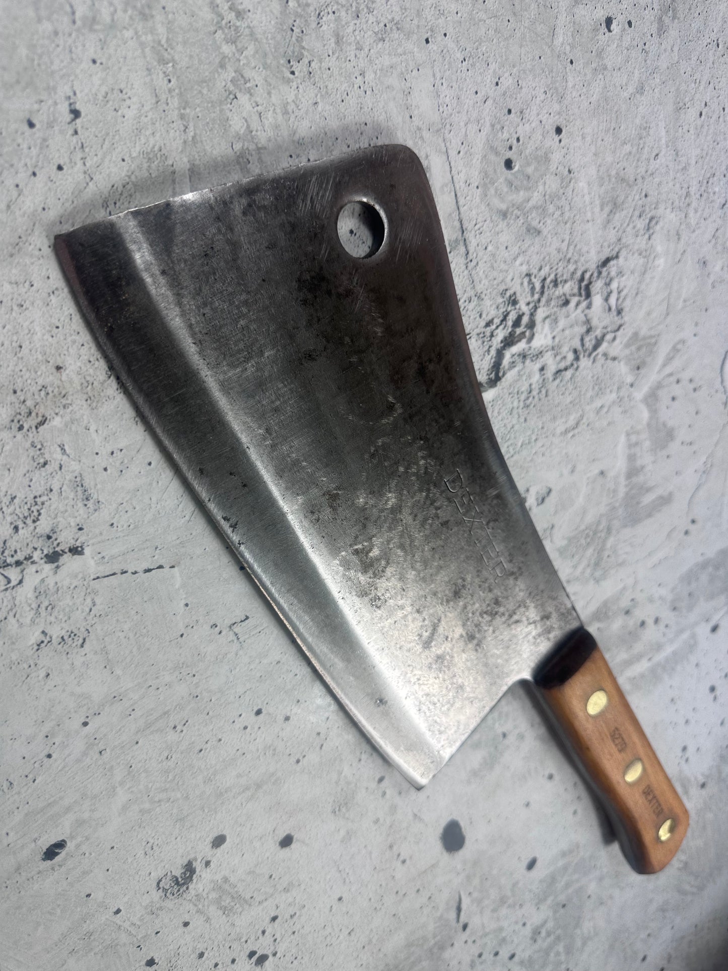Vintage Dexter Butcher Cleaver Knife 230mm Carbon Steel Made in USA 2107