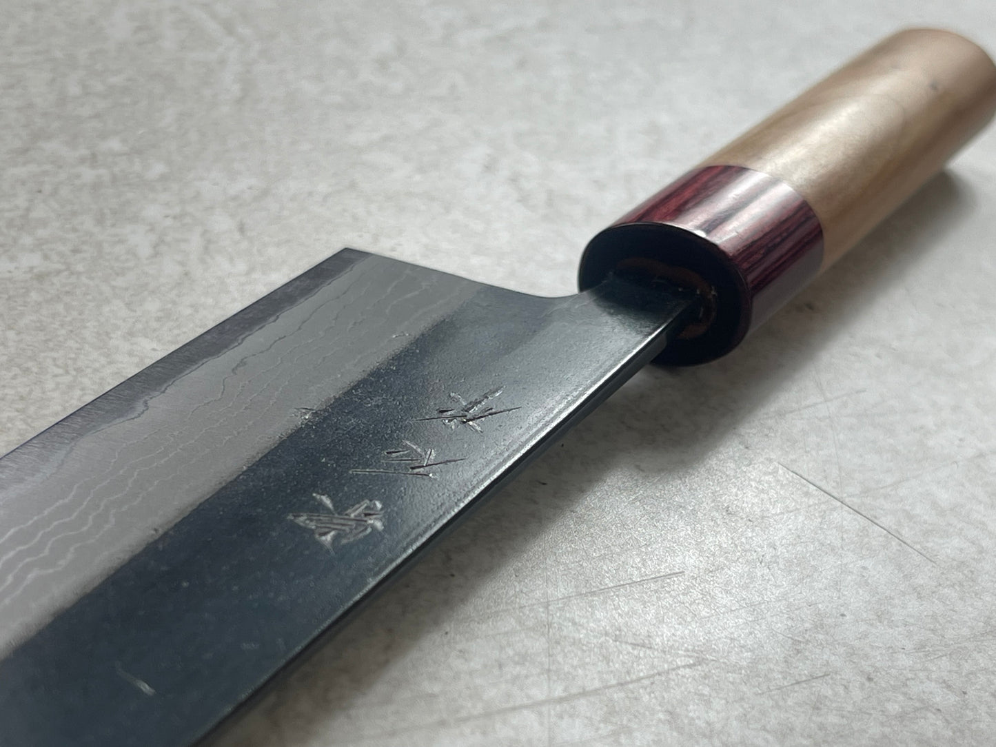 Muneishi Aogami Damascus Kiritsuke 210 mm  Kurochi Finish Made in Japan 🇯🇵