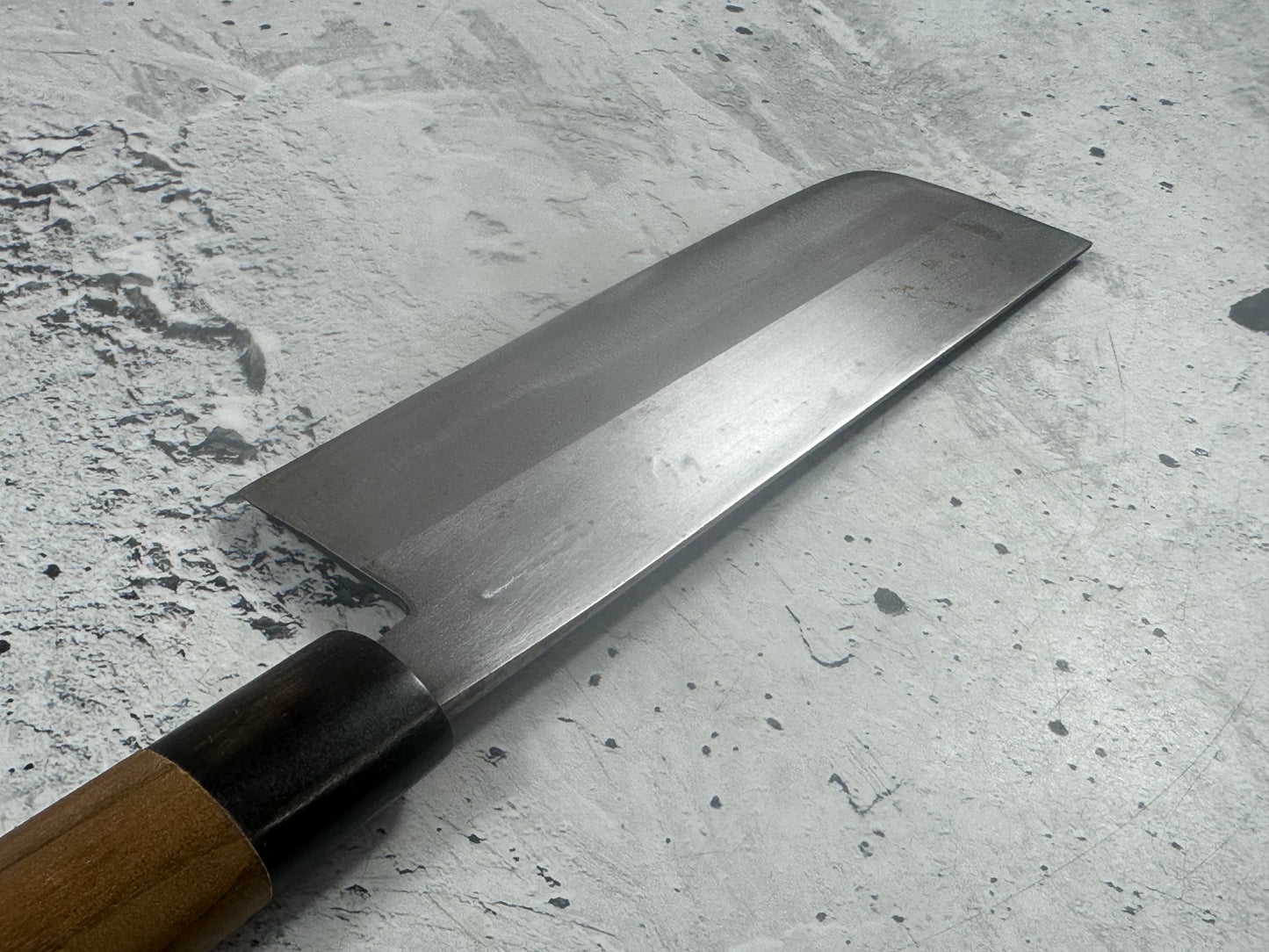 Vintage Kumpei Nakiri Knife 180mm Carbon Steel Wood Handle Buffalo Horn 2229