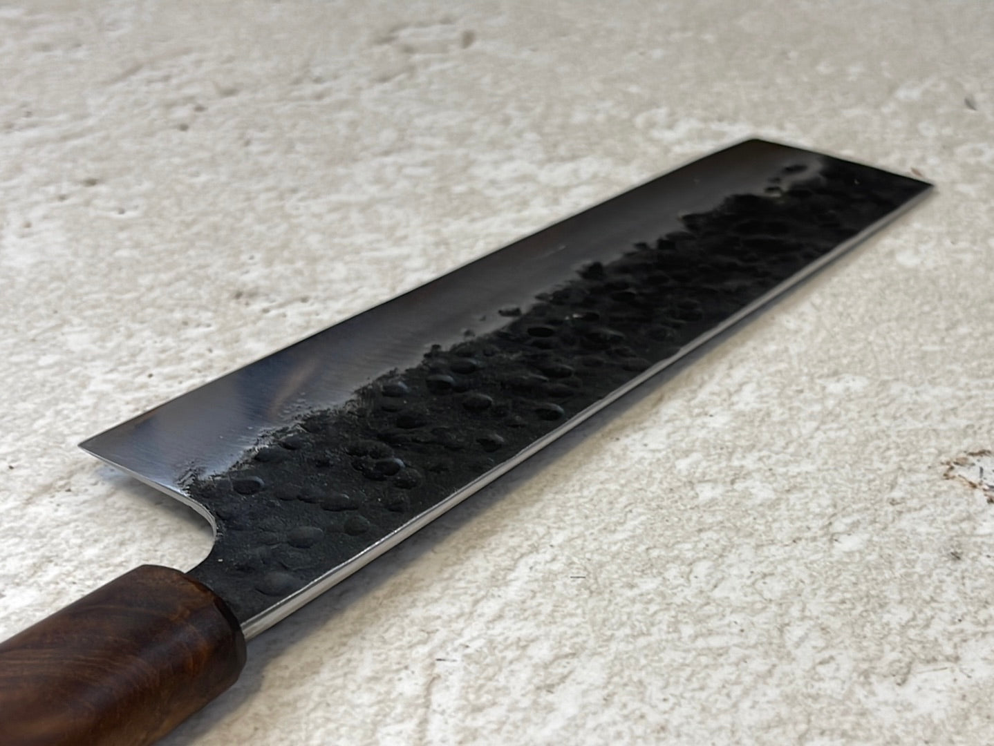 Nakiri 180mm Kurouchi Tsuchime with Jatiwood Timber Handle