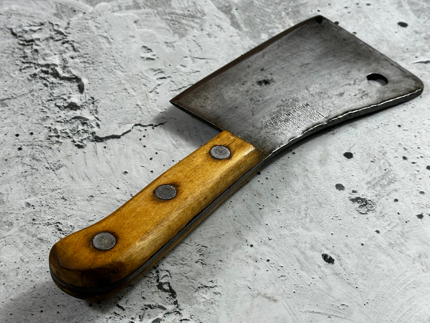 Vintage Bridell Cleaver Knife 155mm  Carbon Steel Blade Made in USA 🇺🇸 1999